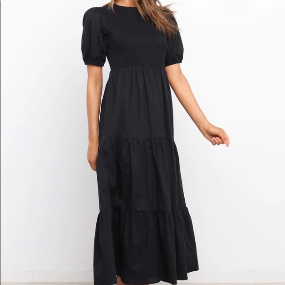Black shirred midi dress - Picture 5 of 6